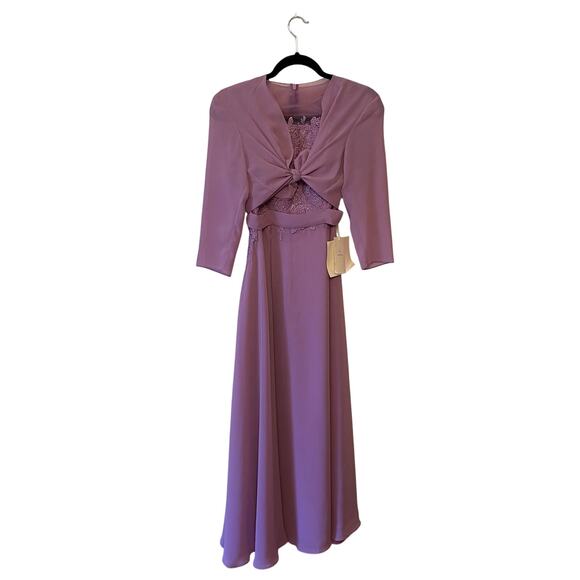 Lan Ting XS bride lavender purple formal maxi gown lace sheer floral embroidery - Picture 1 of 13